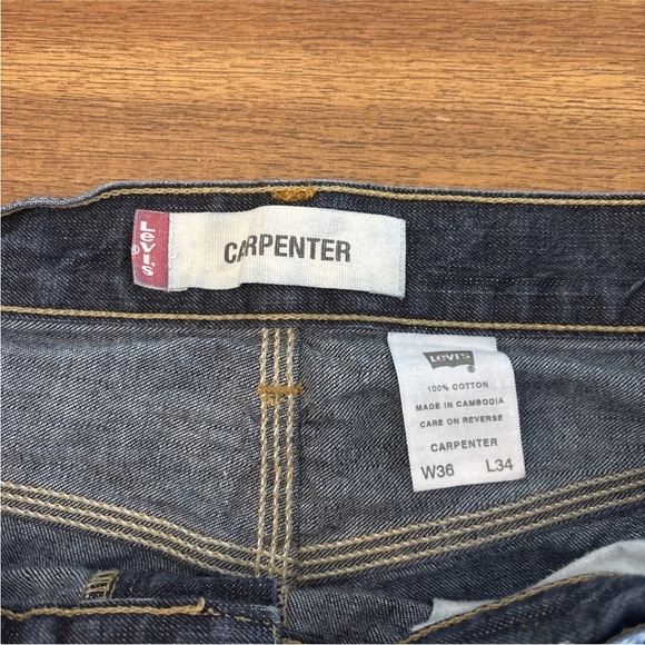 Levi’s 514 Jeans Mens Size 36x34 Blue Denim Slim Straight Carpenter Y2K Workwear - Picture 6 of 13